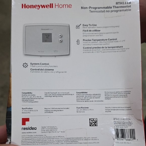 Honeywell Home White Non-Programmable Thermostat - Picture 3 of 3